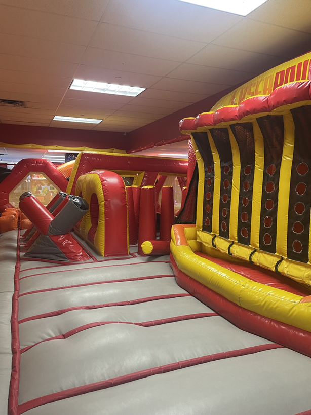 Inflatable trampoline park at Laser Bounce Queens